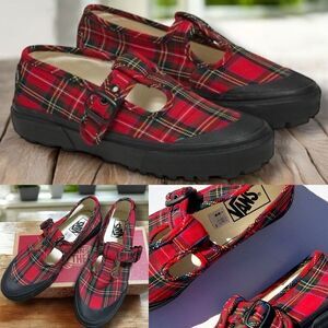 🔥 VANS STYLE 93 PLAID MARY JANE SNEAKER IN PLAID RED/BLACK Size 6 Men 7.5 Women